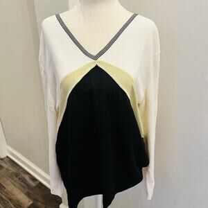 Valerie Stevens Women’s XL Sweater Black White Olive (A0127)